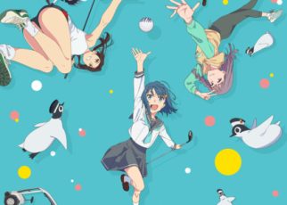 Key visual featuring main characters reaching from different directions to catch a golf ball